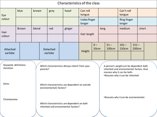 AQA Variation worksheet lower ability