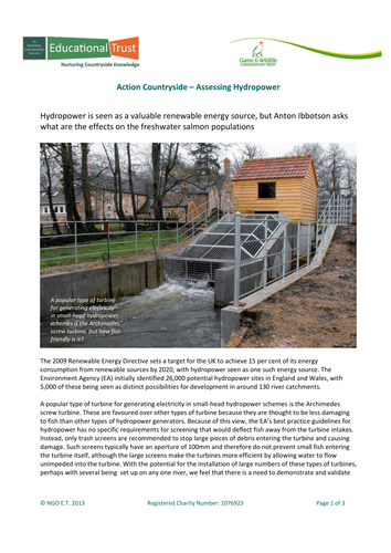 Action Countryside - Assessing Hydropower