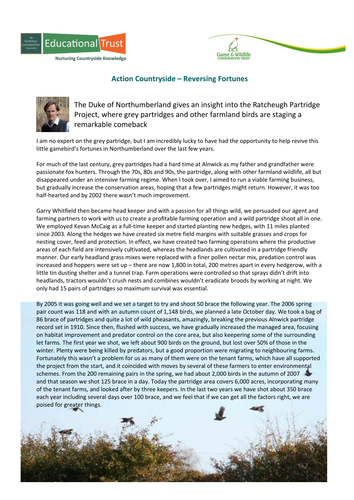 Action Countryside - Reversing fortunes