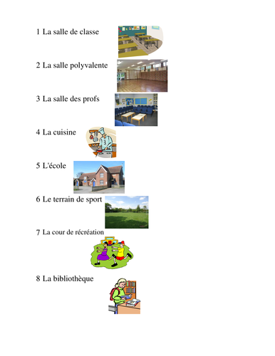 Places in school flash cards