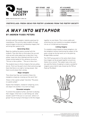 A Way into Metaphor by Andrew Fusek Peters