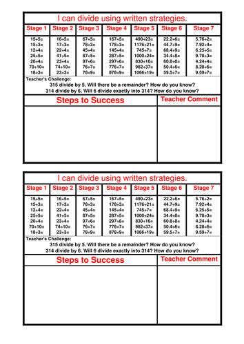 Written Division Resources