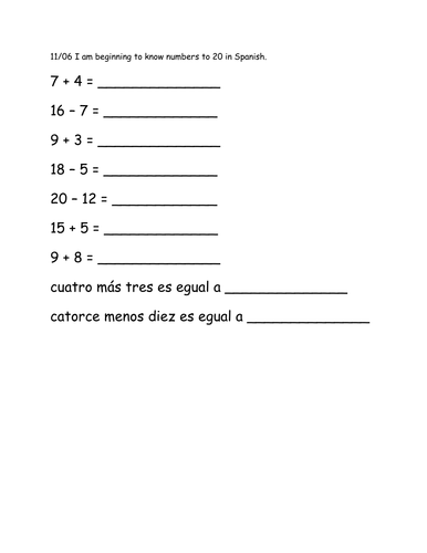 Adding and subtracting in Spanish | Teaching Resources