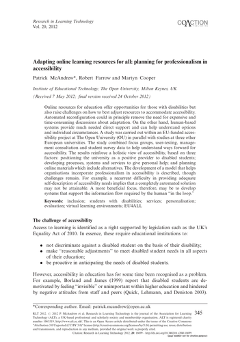 Adapting online learning resources for all