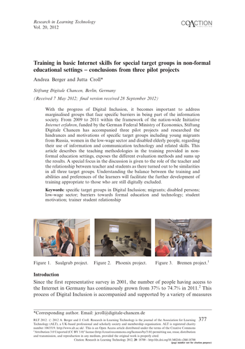 Training in basic Internet skills