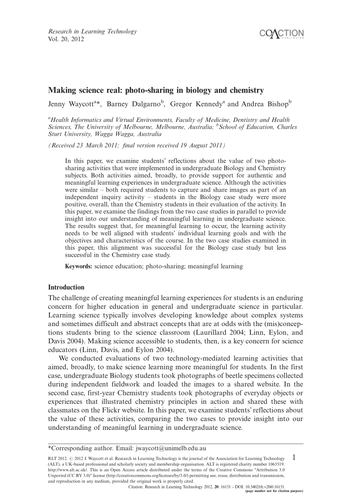 Making science real: photo-sharing