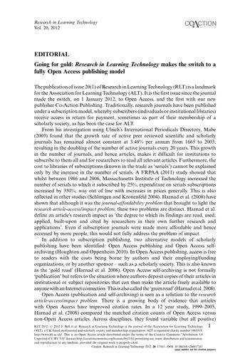 Editorial: Going for gold: Research in Learning