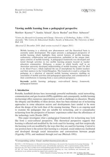 Viewing mobile learning - pedagogical perspective
