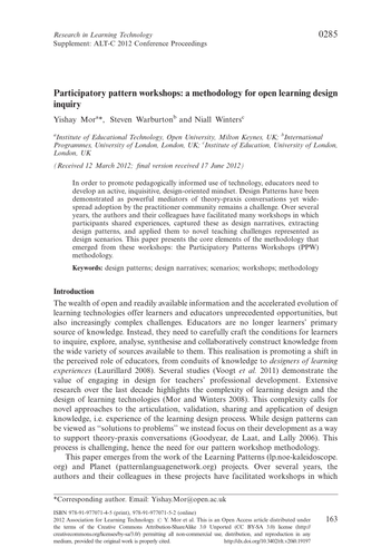 Participatory pattern workshops: a methodology