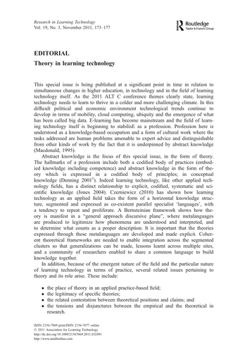 Theory in learning technology