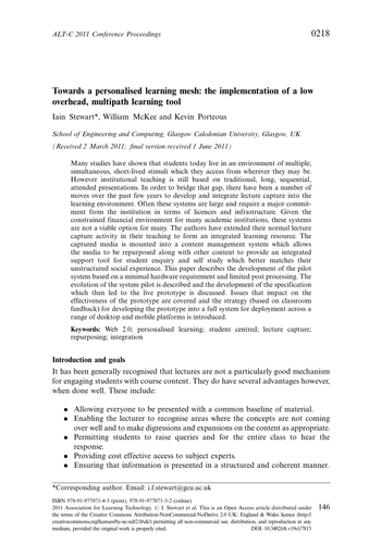 Towards a personalised learning mesh