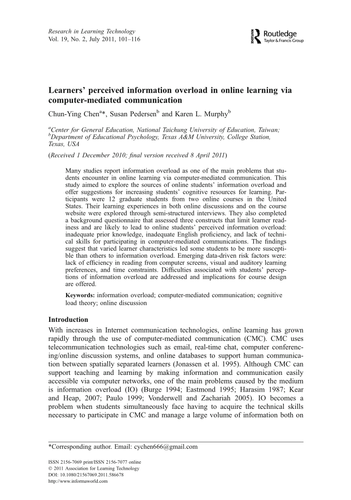 Learners’ perceived information overload online