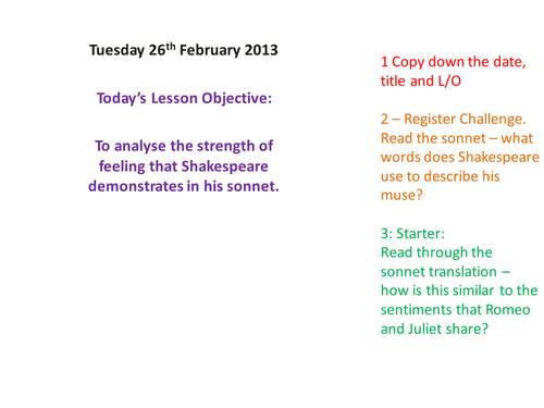 Shakespeare And Sonnets Scheme For Control Ass Y10 Teaching Resources 