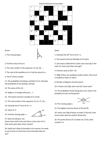 KS3 Revision Crossnumber