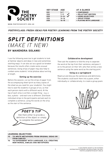 Split Definitions by Mahendra Solanki | Teaching Resources