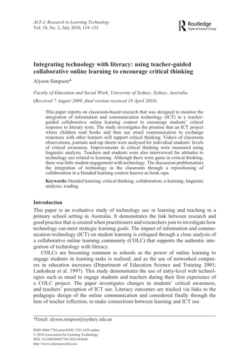 Integrating technology with literacy