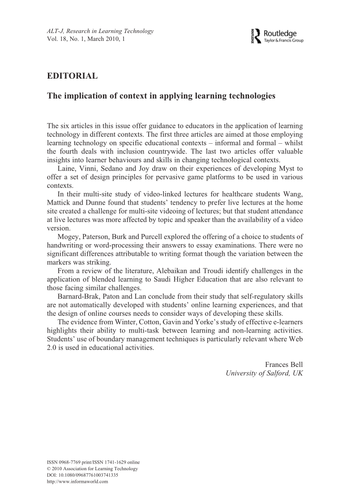 The implication of context in applying technology
