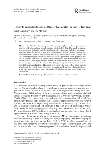 Towards an understanding of the virtual context