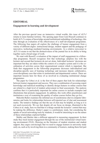 Engagement in learning and development