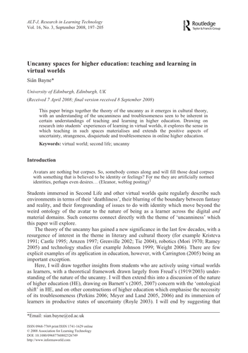 Uncanny spaces for higher education