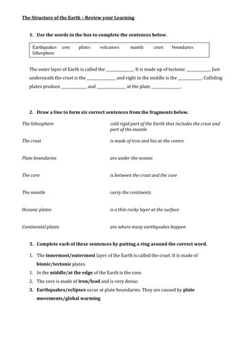 Structure of the Earth Lesson 1