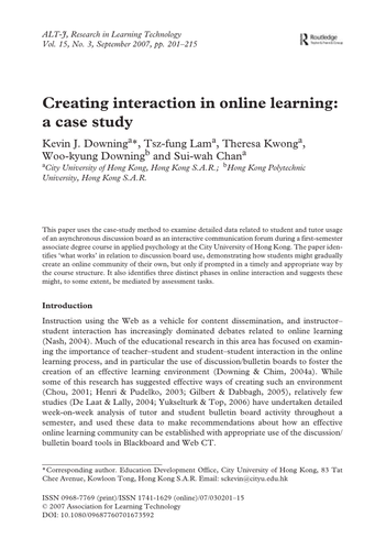 Creating interaction in online learning:case study