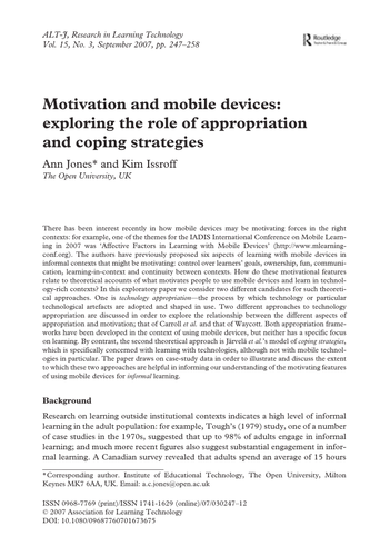 Motivation and mobile devices: exploration