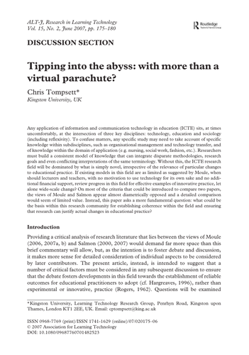 Tipping into the abyss:with more than a parachute?