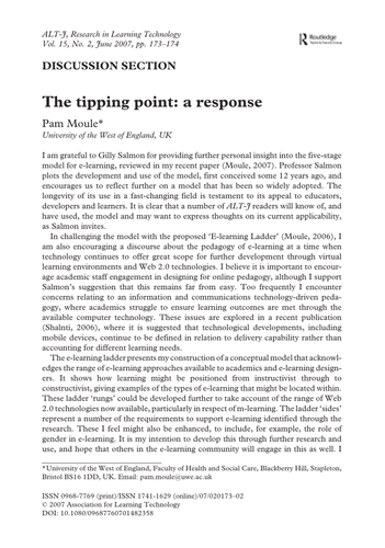 The tipping point: a response