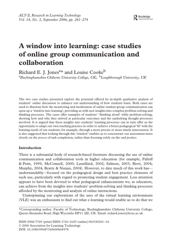 A window into learning: case studies
