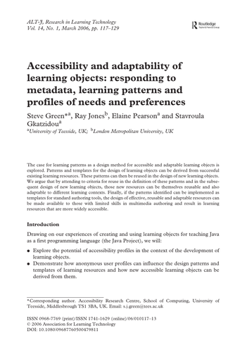 Accessibility and adaptability of learning objects