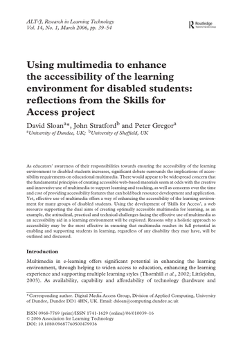 Using multimedia to enhance accessibility