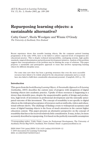 Repurposing learning objects: sustainable?