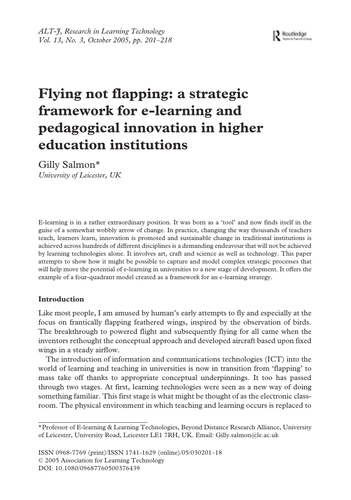 Flying not flapping: a framework for e-learning