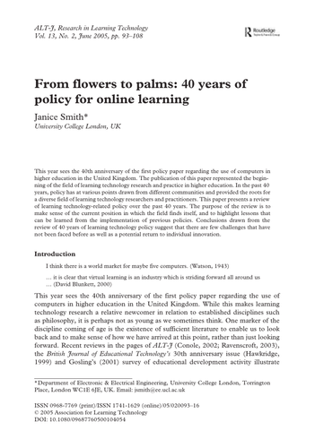 From flowers to palms: 40 years of policy