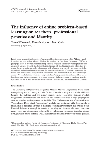 The influence of online problem-based learning