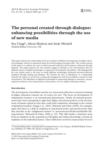 The personal created through dialogue: enhancing