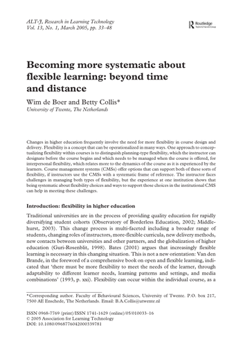 Becoming more systematic about flexible learning