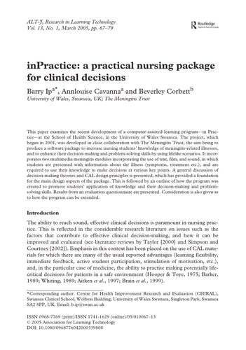 inPractice: a practical nursing package | Teaching Resources