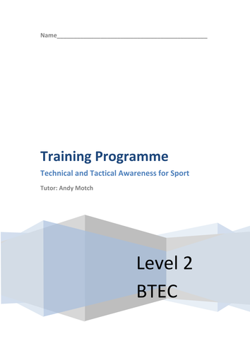 BTEC Level 2 Sport Technical and Tactical