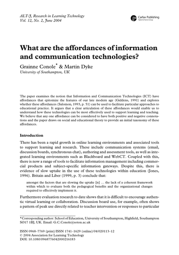 What are the affordances of ICTs?