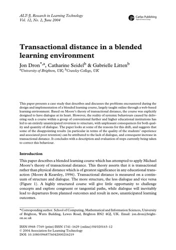Transactional distance in a blended learning