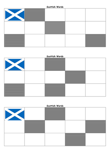 Scottish Language - Word Bingo Game