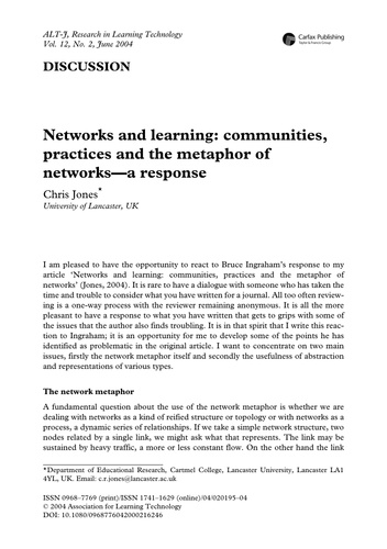 Networks and learning: communities, practices 2