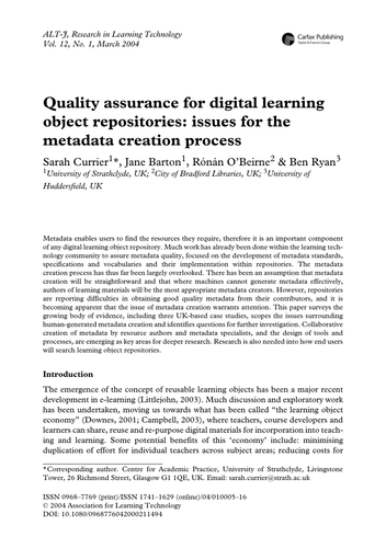 Quality assurance for digital learning
