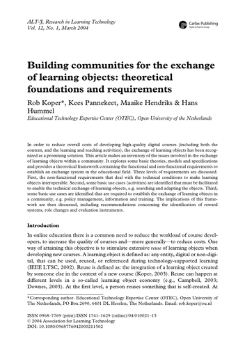 Building communities -exchange of learning objects