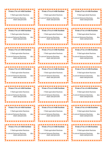 Fractions equivalents: decimal and percent | Teaching Resources