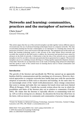 Networks and learning: communities, practices 3