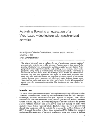 Activating Boxmind: an evaluation