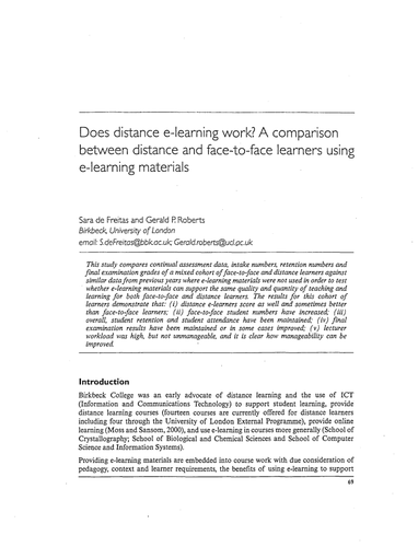 Does distance e-learning work? A comparison